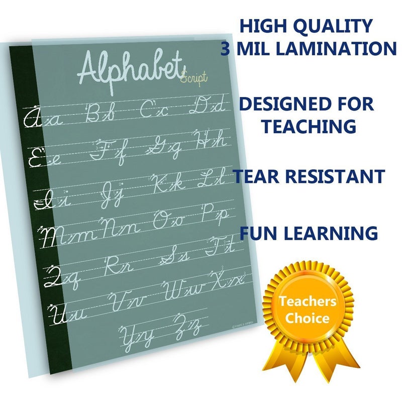 Young N Refined ABC Cursive Script Alphabet poster SIZE SMALL chart LAMINATED teaching classroom decoration Young N Refined (16x20) - Image 2
